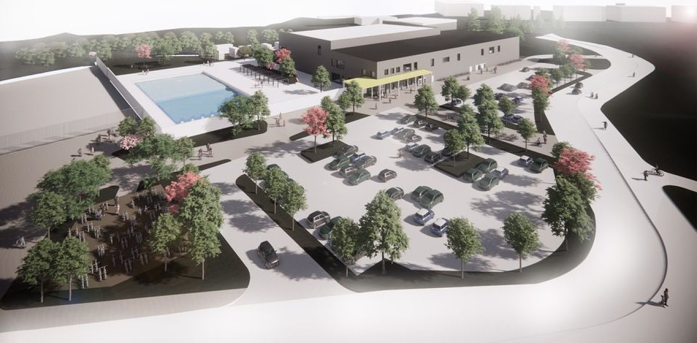 Den nya anläggningen i Gränby blir ett viktigt tillskott för föreningslivet och alla simsugna i Uppsala. Illustration: White arkitekter. Den nya anläggningen i Gränby blir ett viktigt tillskott för föreningslivet och alla simsugna i Uppsala. Illustration: White arkitekter.