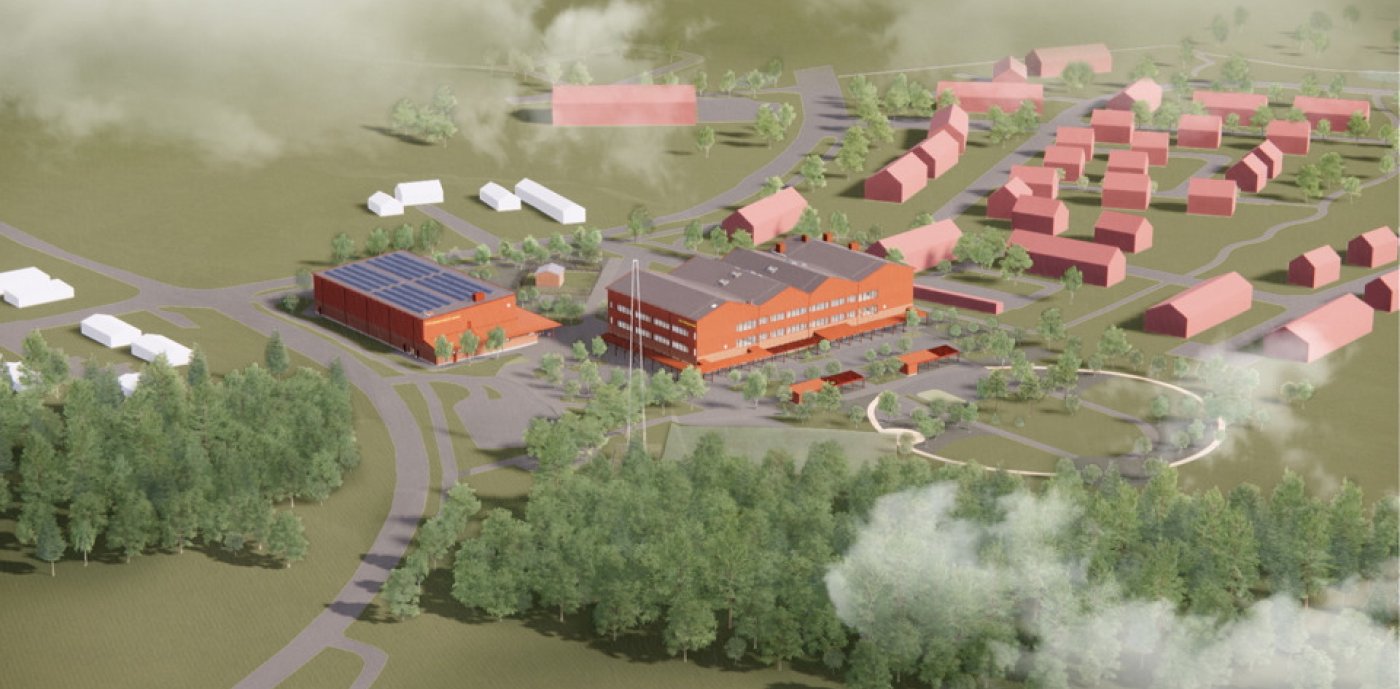 Illustration av Bälinge nya skola i Uppsala