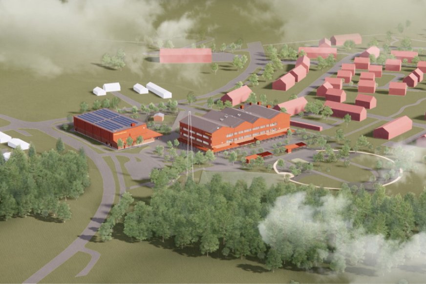 Illustration av Bälinge nya skola i Uppsala