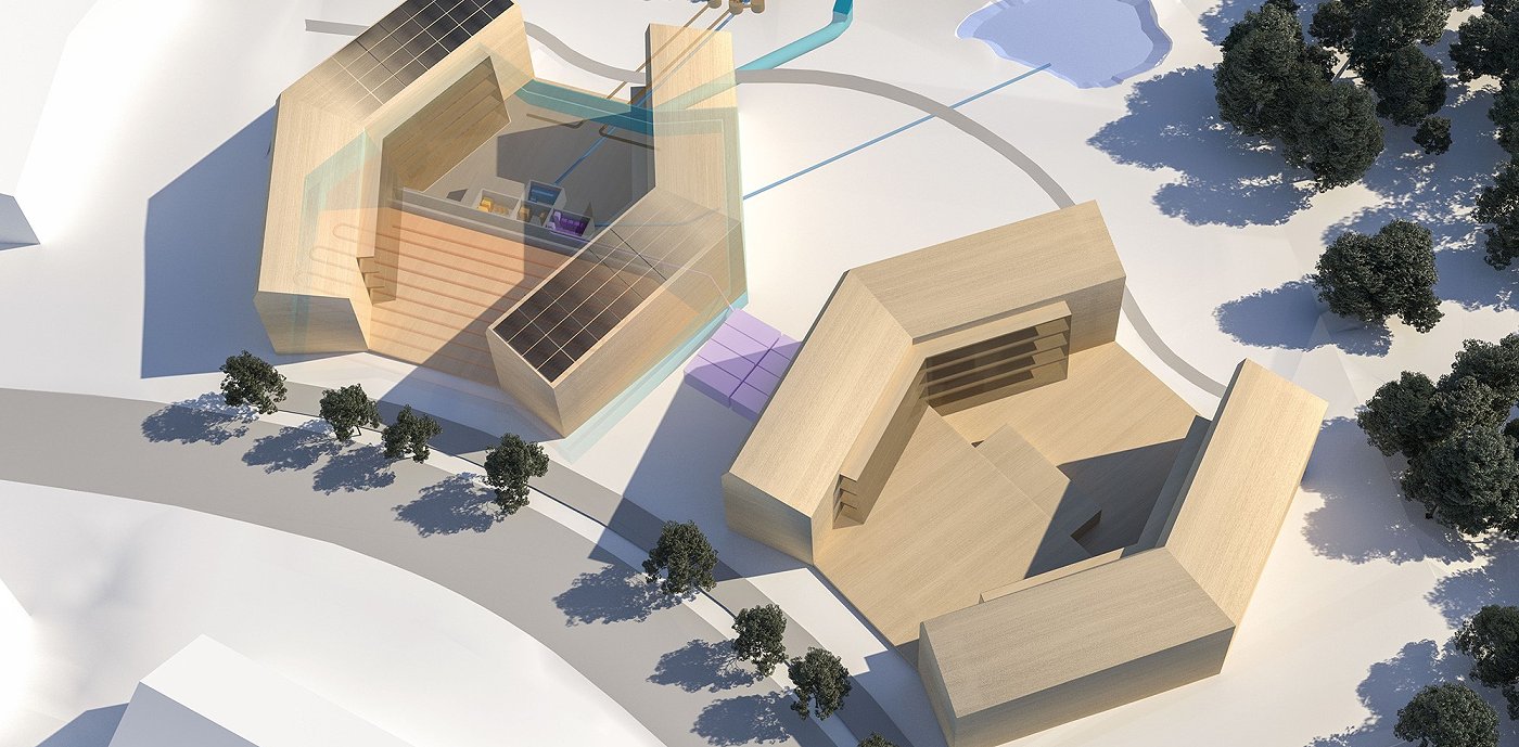 Ritning av arkitektbyrån Yeah på de första självförsörjande hyreshusen i Jönköping. Ritning av arkitektbyrån Yeah på de första självförsörjande hyreshusen i Jönköping.